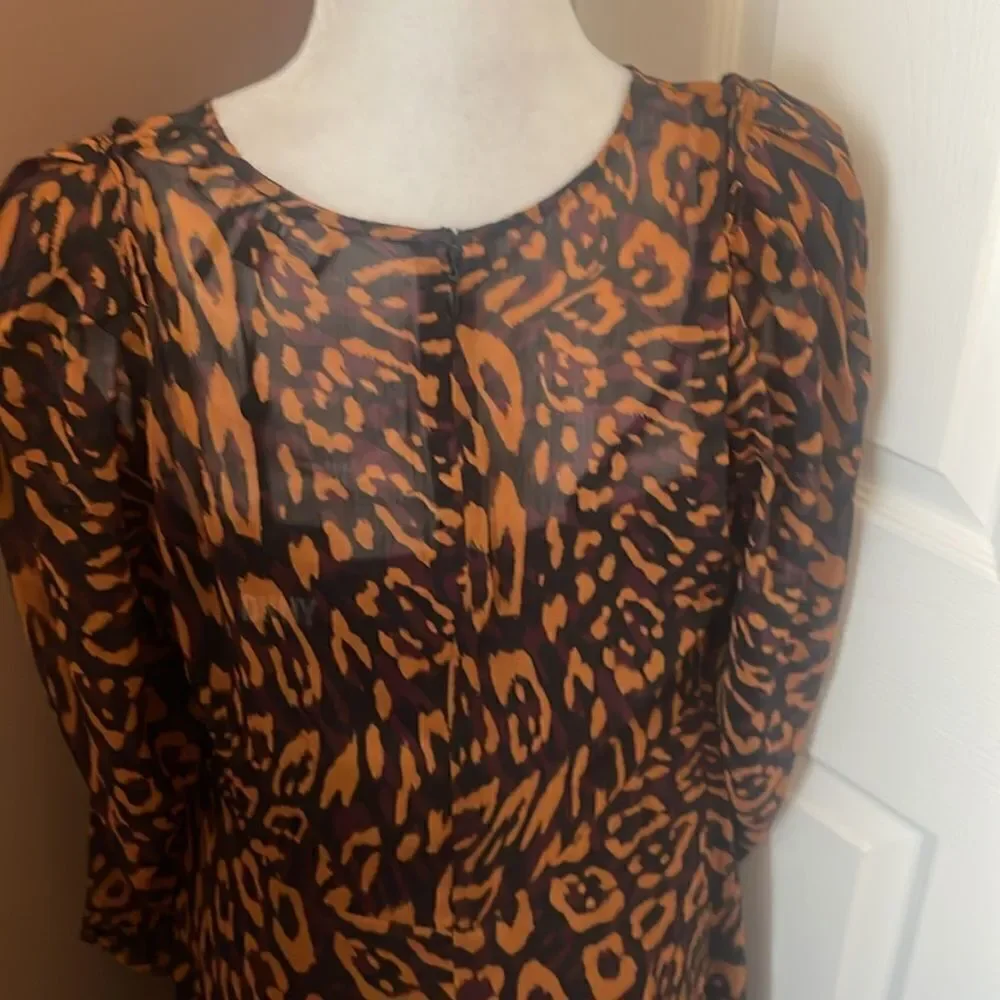 DKNY Leopard Print Mini Dress In Roasted Pecan Medium  NWT - Picture 9 of 13